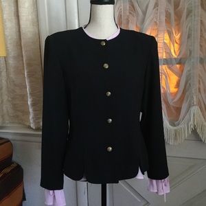Vintage women suit blouse top black career